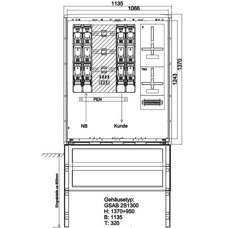 GSAB Elektrotechnik - Zähler-Komplettschrank Wandlermessung 48.W630.001 eNetz Südhessen 630A