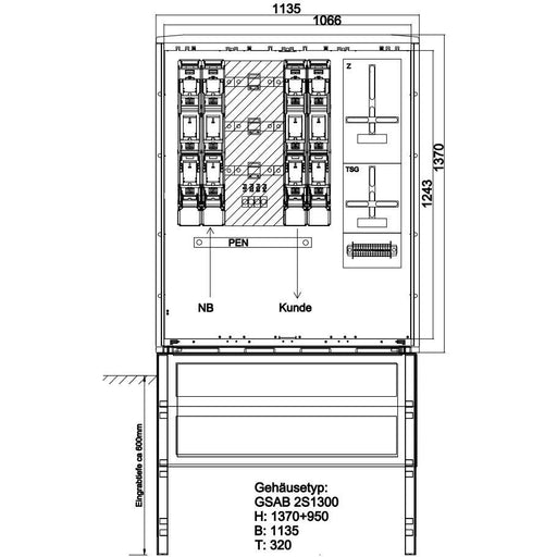 GSAB Elektrotechnik - Zähler-Komplettschrank Wandlermessung 48.W630.001 eNetz Südhessen 630A