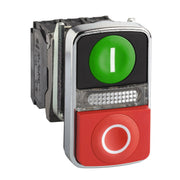 Schneider Electric - Drucktaster, Komplettgerät Doppeldrucktaster XB4BW73731M5 1S+1Ö, +LED 220-240V