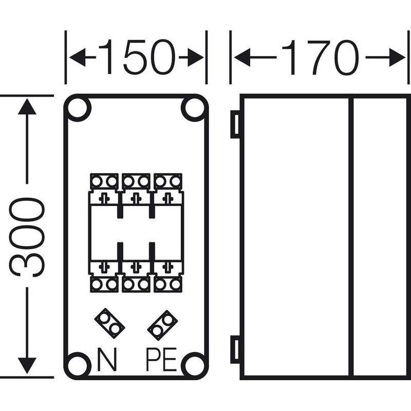 Hensel - Sicherungskasten Sicherungsgehäuse Mi 4150 NH00 3p. 125A+PE+N