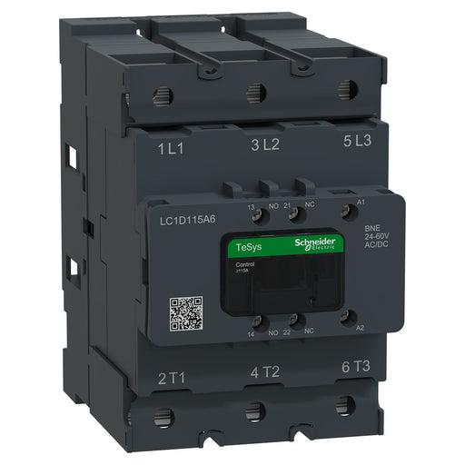 Schneider Electric - Leistungsschütz zum Schalten von Wechselstrom Schütz 3P 115A AC3 LC1D115A6BNE 24-60V AC/DC 1S1Ö