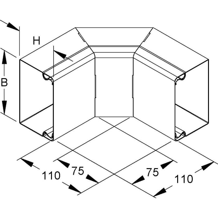 Niedax - Inneneck für Leitungsführungskanal Inneneck 2x45Gr. LUID 100.100 E3 100x100mm  − 1 Stück
