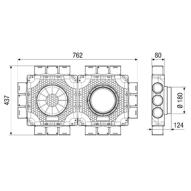 Maico - Luftverteilkasten Luftverteiler doppelt MA-FDV18-63 18 Anschlüsse DN 63  − 1 Stück
