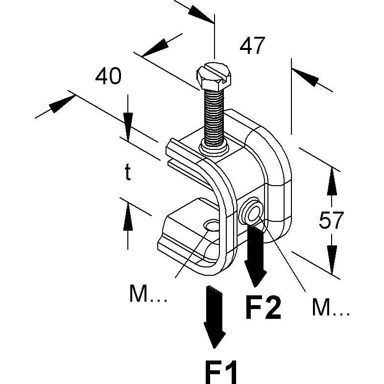 Niedax - Befestigungselement für Stiel/Profilschiene Profilklemme PKS M8/10-40 F − 1 Stück