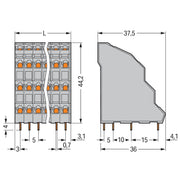 WAGO - Leiterplattenklemme Vierstock-Leiterplattenkl. 738-108 2,5mm² − 18 Stück