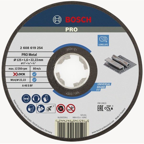 Bosch - Trenn-/Schleifscheibe PRO Metal Gebundene 2608619254 Trennscheibe 125 x