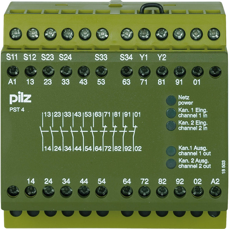 Pilz - Gerät zur Überwachung von sicherheitsgerichteten Stromkreisen Schutztürwächter PST 4 #720300 24VDC 6S4Ö