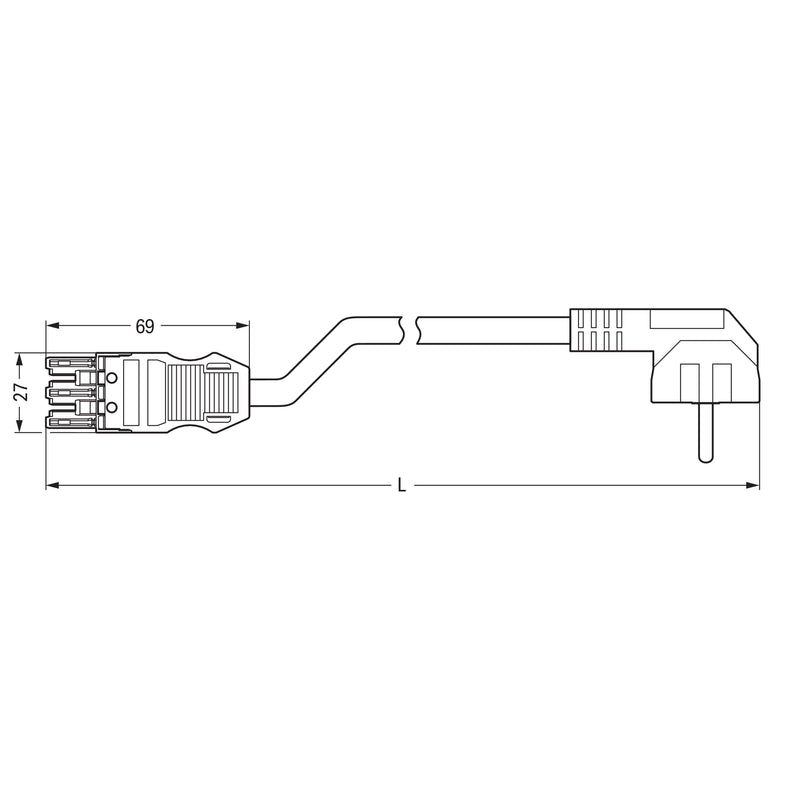 WAGO - Konfektionierte Leitung für steckbare Gebäudeinstallation Anschlussleitung 771-9993/306-201 3x1,5mmq schwarz