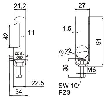 OBO Bettermann - Bügelschelle BS-W1-K-22 FT 16-22mm