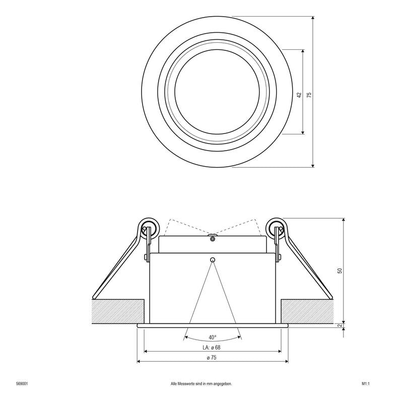 EVN Lichttechnik - Downlight/Strahler/Flutlicht NV Deckeneinbauleuchte 569001 IP20 GX5,3