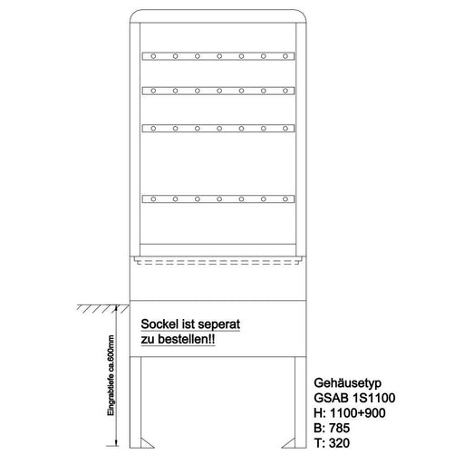 GSAB Elektrotechnik - Gehäuse/Schaltschrank (leer) Normkabelverteilerschrank 1S1100K 1100x785x326mm