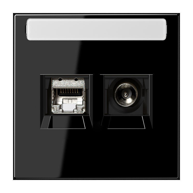 Jung - Einsatz/Abdeckung für Kommunikationstechnik Smart-TV-Anschlussdose 2f MMD LS 4521 SW Schriftfeld, schwarz