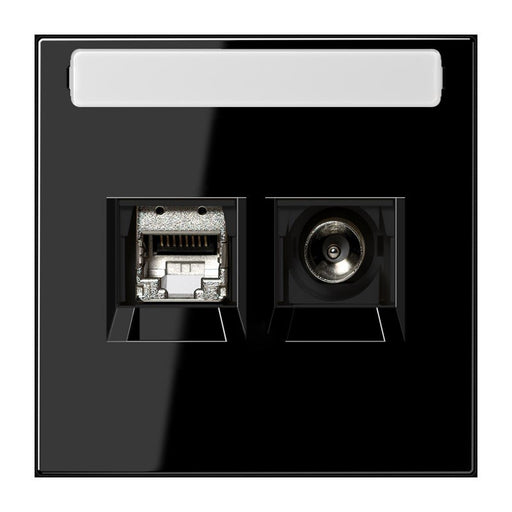 Jung - Einsatz/Abdeckung für Kommunikationstechnik Smart-TV-Anschlussdose 2f MMD LS 4521 SW Schriftfeld, schwarz