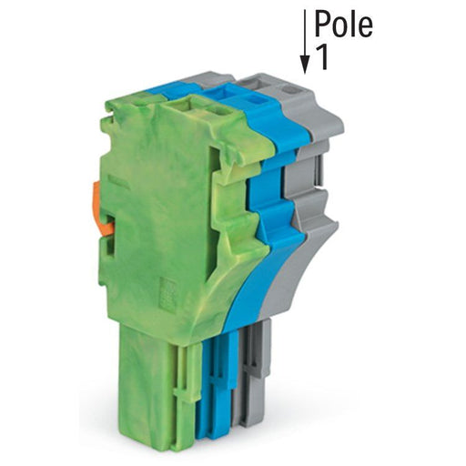 WAGO - Ein- und mehrpolige Klemmenleiste 1-Leiter-Federleiste 2022-103/000-039/999 4 mm²,gn-ge/bl/gr − 100 Stück