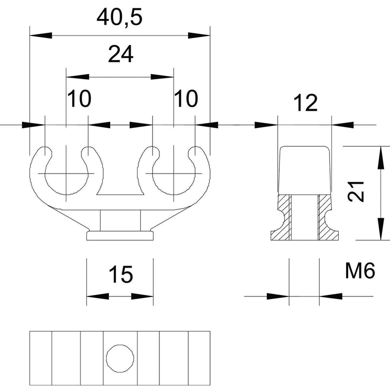 OBO Bettermann - Befestigungsschelle für Kabel/Rohre Sockel-Klemmschelle 2962 2X10 − 100 Stück