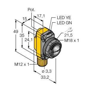 Turck - Reflexions-Lichtschranke Opto Sensor QS18VN6CV45Q8 Winkellichttaster
