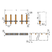 WAGO - Leiterplattensteckverbinder THT-Stiftleiste Lötstift 2092-3702 1,4 mm,gerade,sw − 400 Stück
