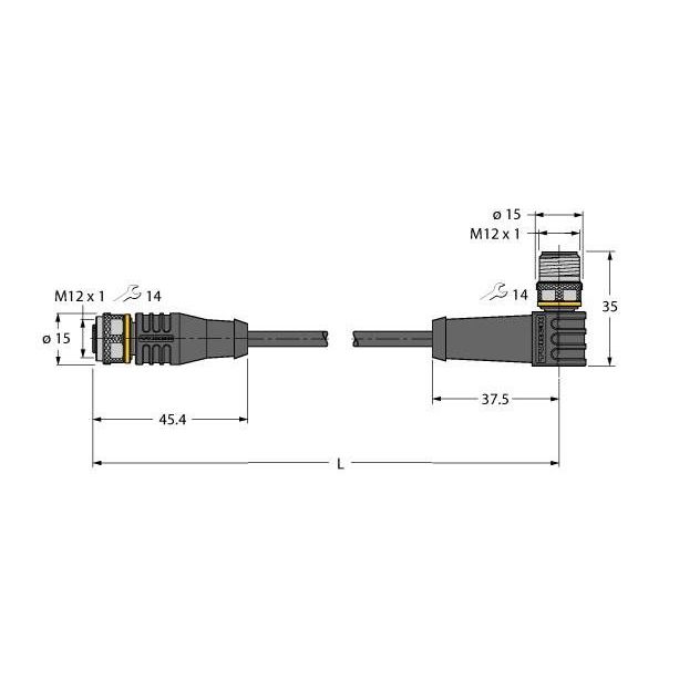 Turck - Konfektioniertes Sensor-Aktor-Kabel Aktuator- u. Sensorleitung RKS8T-40-RSS8T/TXL PUR