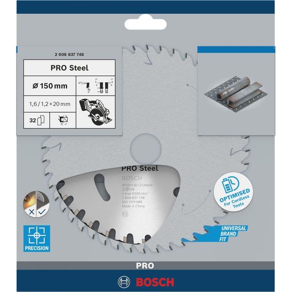 Bosch - Kreissägeblatt PRO Steel cordless 2608837748 Kreissägeblatt 150 x