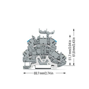 WAGO - Schutzleiter-Reihenklemme Doppelstockklemme 2000-2248 1mm²,grau − 50 Stück