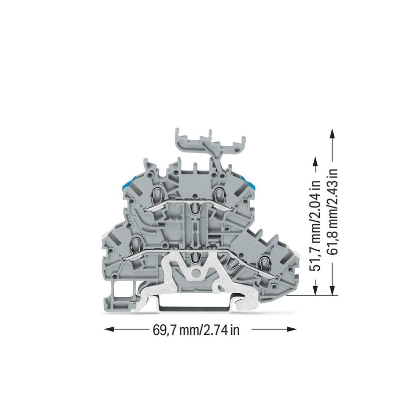 WAGO - Schutzleiter-Reihenklemme Doppelstockklemme 2000-2248 1mm²,grau − 50 Stück