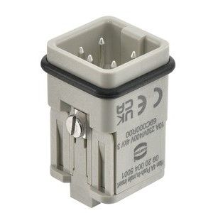 Harting - Kontakteinsatz für Rechtecksteckverbinder Einsätze, Push-In, Stift, 09200045001 Polycarbonat (PC) − 1 Stück