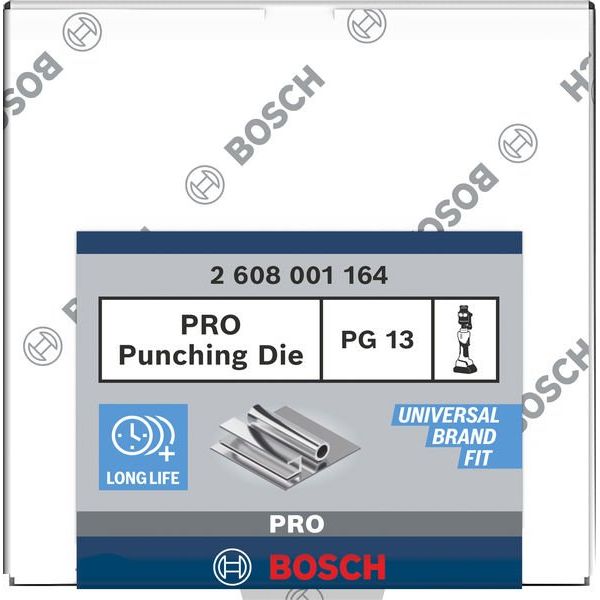Bosch - Einsatz für Presswerkzeug Kabelschuhe/Verbinder, Aderendhülsen, Schirmanschluss PRO Stempel und Matrize, 2608001164 PG13, Edelstahl