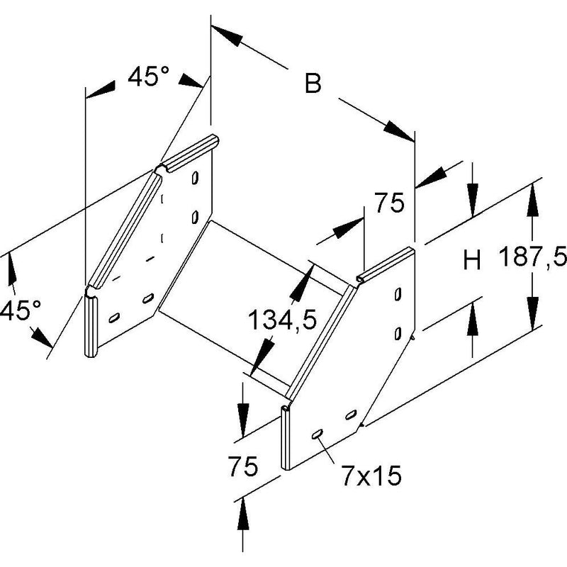 Niedax - Bogen für Kabelrinne Universal-Fallstück RFDU 110.200-1.5S OV 2x45°, 110x200mm