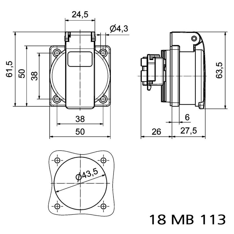 Bals Elektrotech - Schutzkontakt-Anbausteckdose Anbausteckdose 71089 − 20 Stück