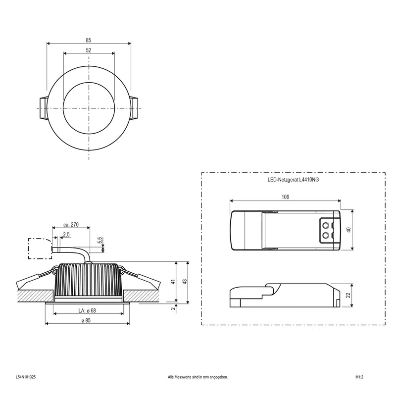 EVN Lichttechnik - Downlight/Strahler/Flutlicht LED-Spot 230V dim. IP54 L54N101325 3000-5700K chr-sat