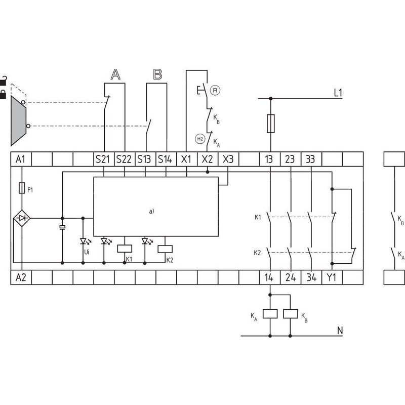 Schmersal - Gerät zur Überwachung von sicherheitsgerichteten Stromkreisen Sicherheits-Relaisbaustein SRB301AN 24VAC/DC