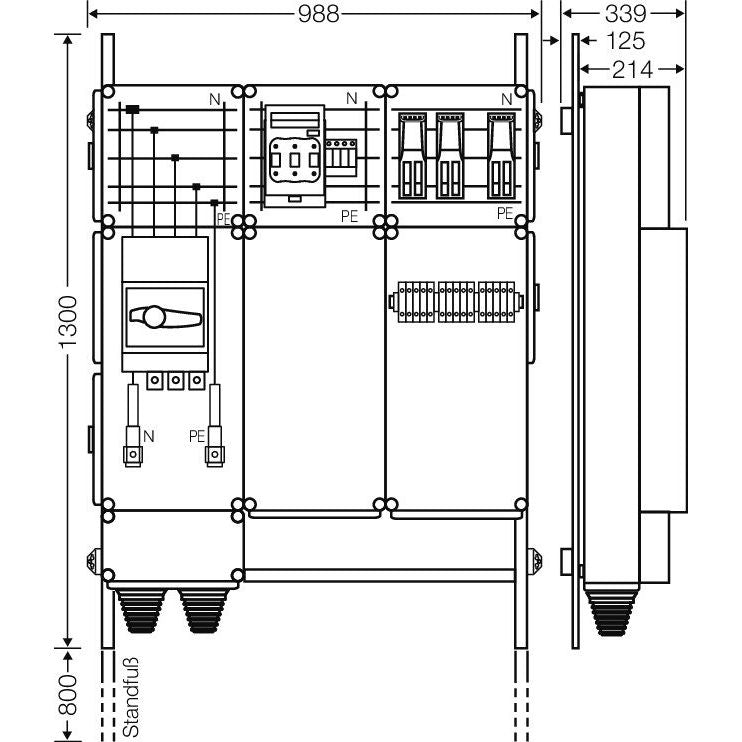 Hensel - Verteilerschrank für Energieversorgung Ladeverteiler Mi EV 44kW 3001 b. z. 3 Doppelladepu