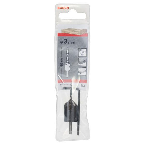Bosch - Bohrer Holzspiralbohrer mit 2608595345 90°-Senker 3 mm 16
