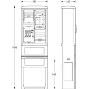 uesa - Zähler-Komplettschrank Zähleranschlusssäule ZAS-S-1-S Syna 1850x590x320mm