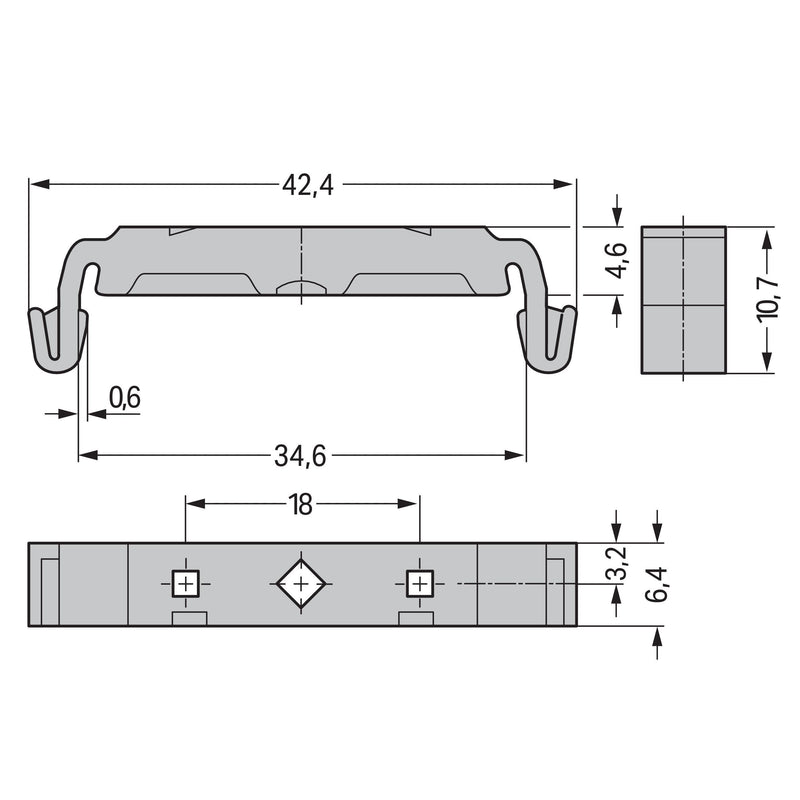 WAGO - Zubehör/Ersatzteile für Klemmen Montageadapter 209-120 f. TS 35 260/261 − 25 Stück