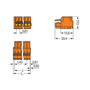 WAGO - Kabelsteckverbinder für Leiterplattensteckverbinder 1-Leiter-Federleiste 2734-216 Push-inCAGECLAMP,or − 25 Stück