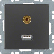 Berker - Einsatz/Abdeckung für Kommunikationstechnik USB/3,5mm Audio Steckdose 3315396086 anth/sa