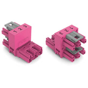 WAGO - Kompaktverteiler für steckbare Gebäudeinstallation h-Verteiler 3-polig 770-1663 Kod. B,pink − 50 Stück