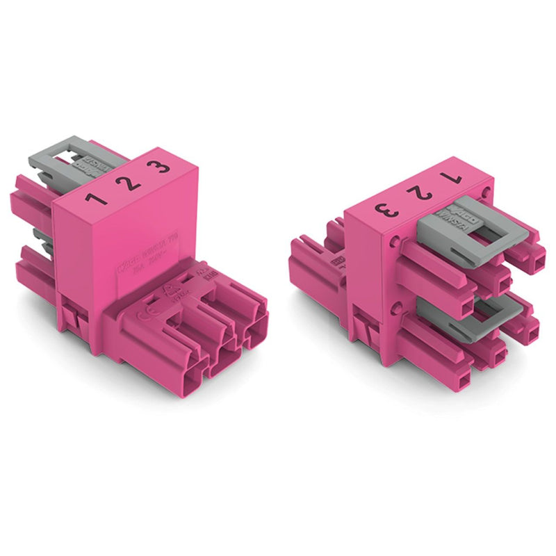 WAGO - Kompaktverteiler für steckbare Gebäudeinstallation h-Verteiler 3-polig 770-1663 Kod. B,pink − 50 Stück