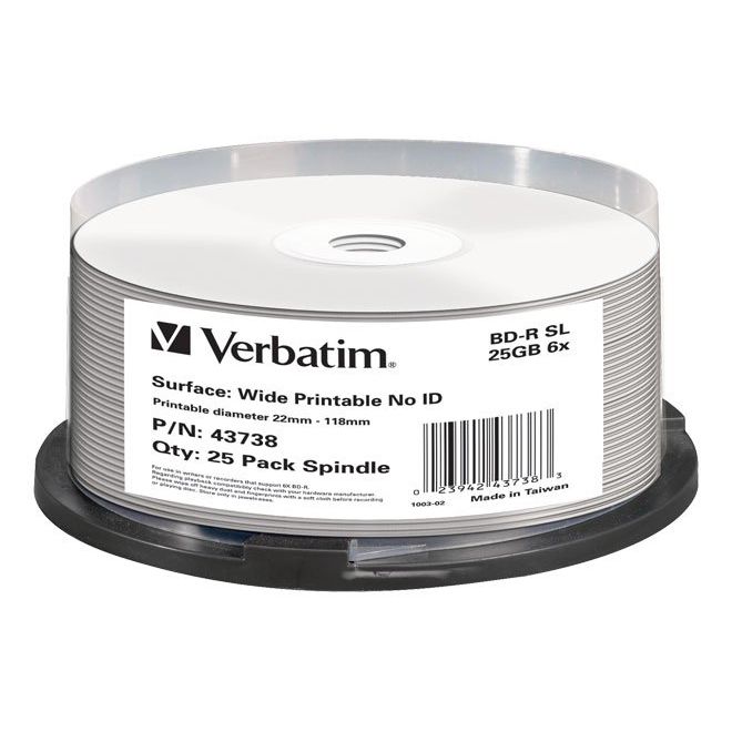 Verbatim - Speichermedium digital BD-R 25GB/1-6x 43738 (VE25) Cakebox (25 Disc)