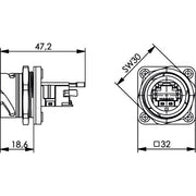 Telegärtner - Modularer Steckverbinder STX V1 Flanschset 100007416 RJ45 Modul A Cat.6A