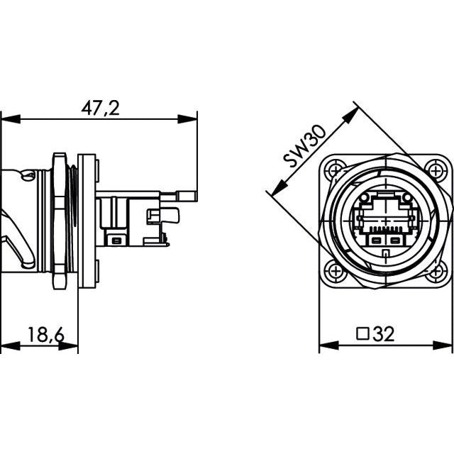 Telegärtner - Modularer Steckverbinder STX V1 Flanschset 100007416 RJ45 Modul A Cat.6A