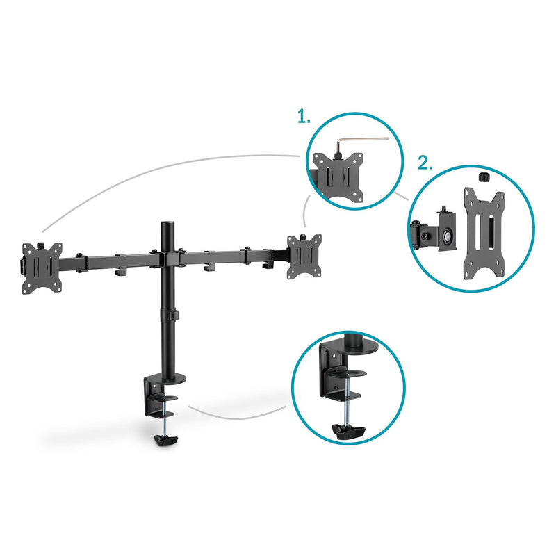 DIGITUS - Halterung für Audio-/Videosysteme Dual Monitorhalter DA-90400 2x 8 kg, sw