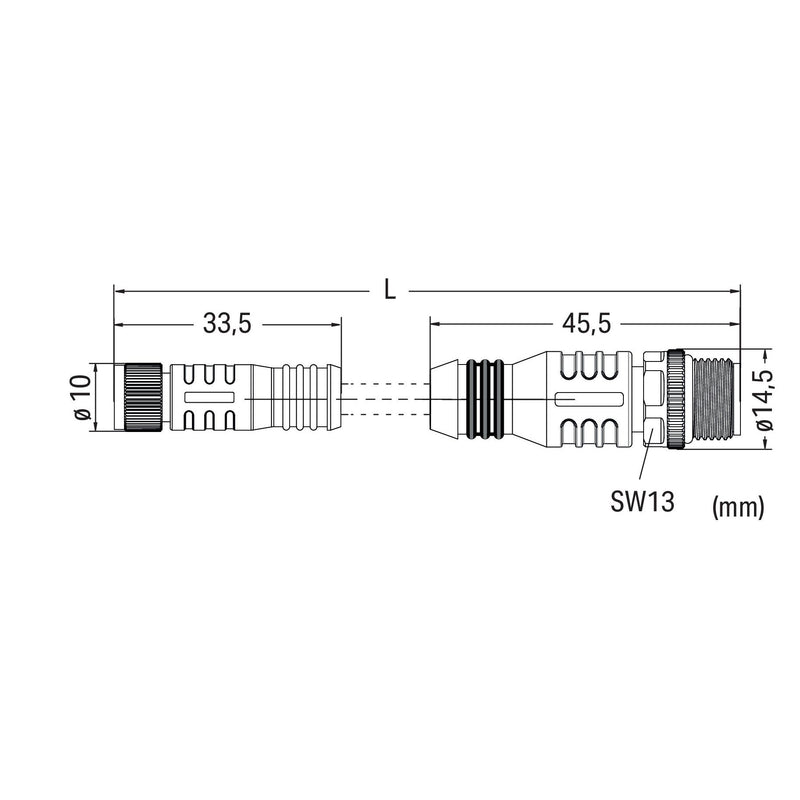 WAGO - Konfektioniertes Sensor-Aktor-Kabel Sensor-Aktorleitung axial 756-6507/030-020 M8-Buchse M12A-Stec