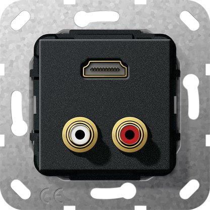 Gira - Einsatz/Abdeckung für Kommunikationstechnik UP Tragring HDMI C Audio 567310 sw matt