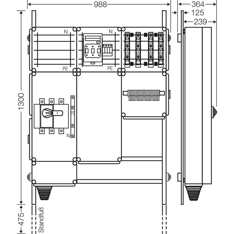 Hensel - Verteilerschrank für Energieversorgung Ladeverteiler Mi EV 22kW 4001 f.4 Ladep. a 22kW