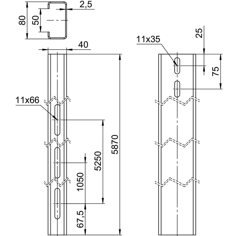 OBO Bettermann - Solar-Montageprofil Trägerprofil TP 1040 FT f. Freiflächensystem