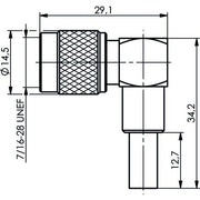 Telegärtner - Koax-Steckverbinder R-TNC-Winkelstecker 100023749 (RG-58C/U) crimp/cri − 5 Stück