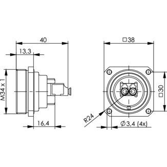 Telegärtner - Modularer Steckverbinder TOC Flanschset IP68 100007403 LC Duplex Kupplung