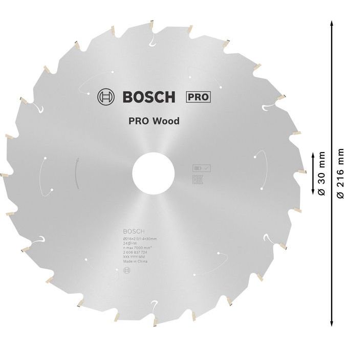 Bosch - Kreissägeblatt PRO Wood cordless 2608837724 Kreissägeblatt 216 x